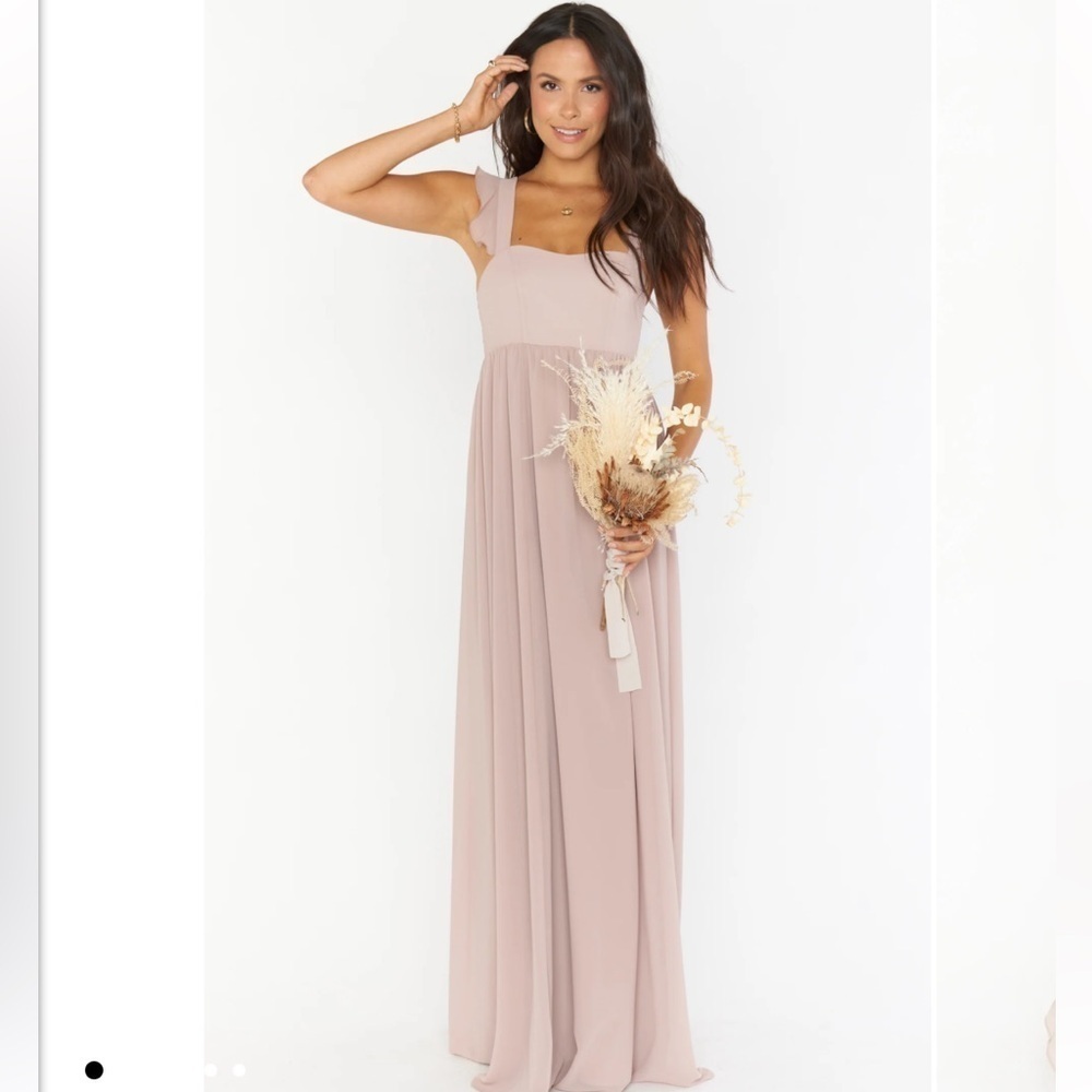 Show Me Your Mumu Xs- June Maxi Dress
Soft Beige Chiffon color